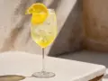 Ett glas med is och en citronskiva, perfekt för ett uppfriskande limoncello recept.