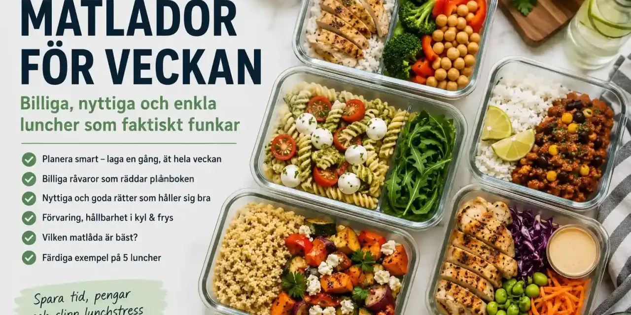 Matlådor för veckan: fem färgglada och nyttiga recept med kyckling, pasta och grönsaker. Perfekt för att spara tid och pengar.