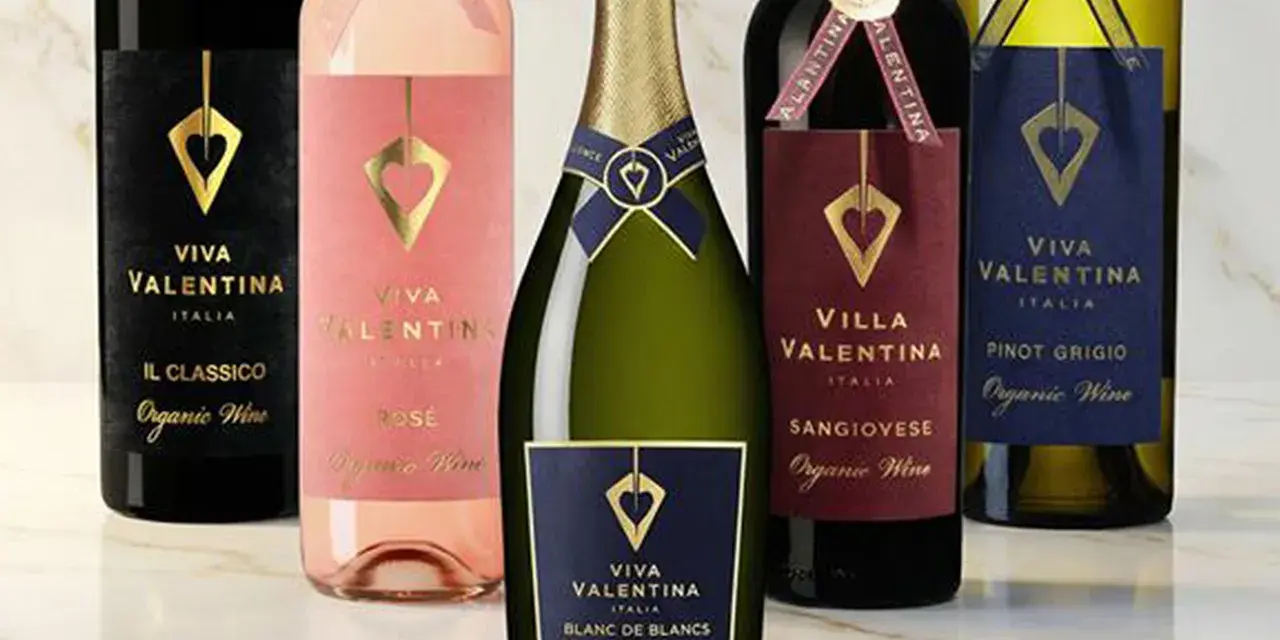 Fem flaskor ekologiskt vin från Viva Valentina, perfekt vin till saltimbocca. Välj mellan rött, rosé, vitt eller bubbel.