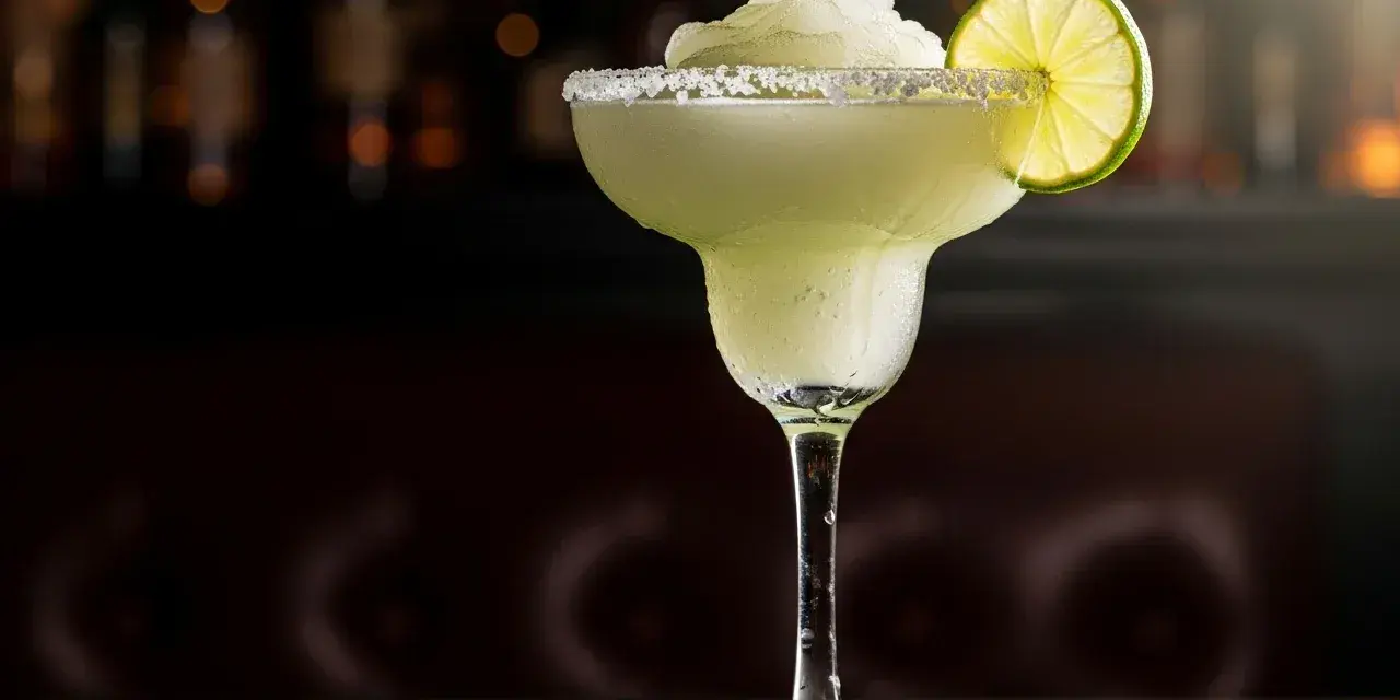 En frostig frozen margarita med saltkant och lime. Perfekt för ett somrigt frozen margarita recept.