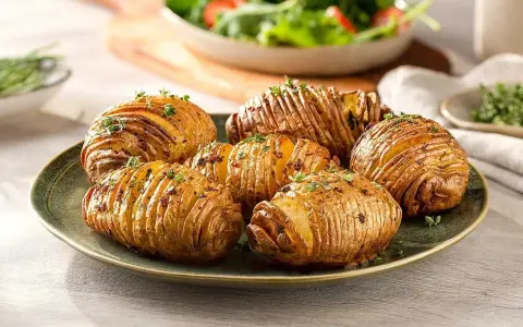 Perfekt krispiga hasselbackspotatis i airfryer, toppade med färska örter. Enkel och god tillbehör.