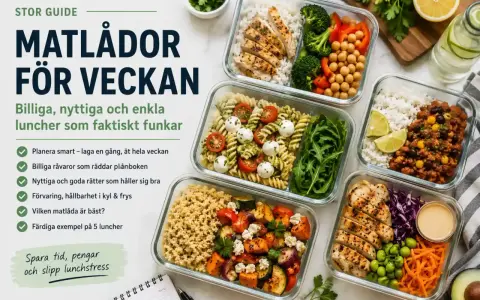 Matlådor för veckan: fem färgglada och nyttiga recept med kyckling, pasta och grönsaker. Perfekt för att spara tid och pengar.