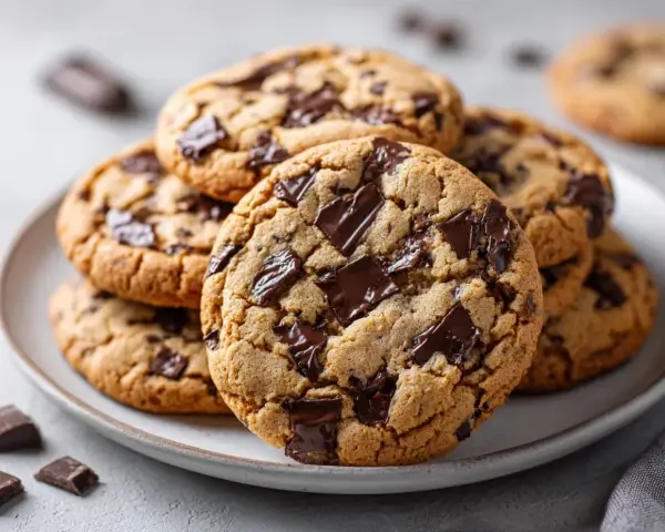 En hög med chokladkakor, perfekta för ett enkelt cookies recept.