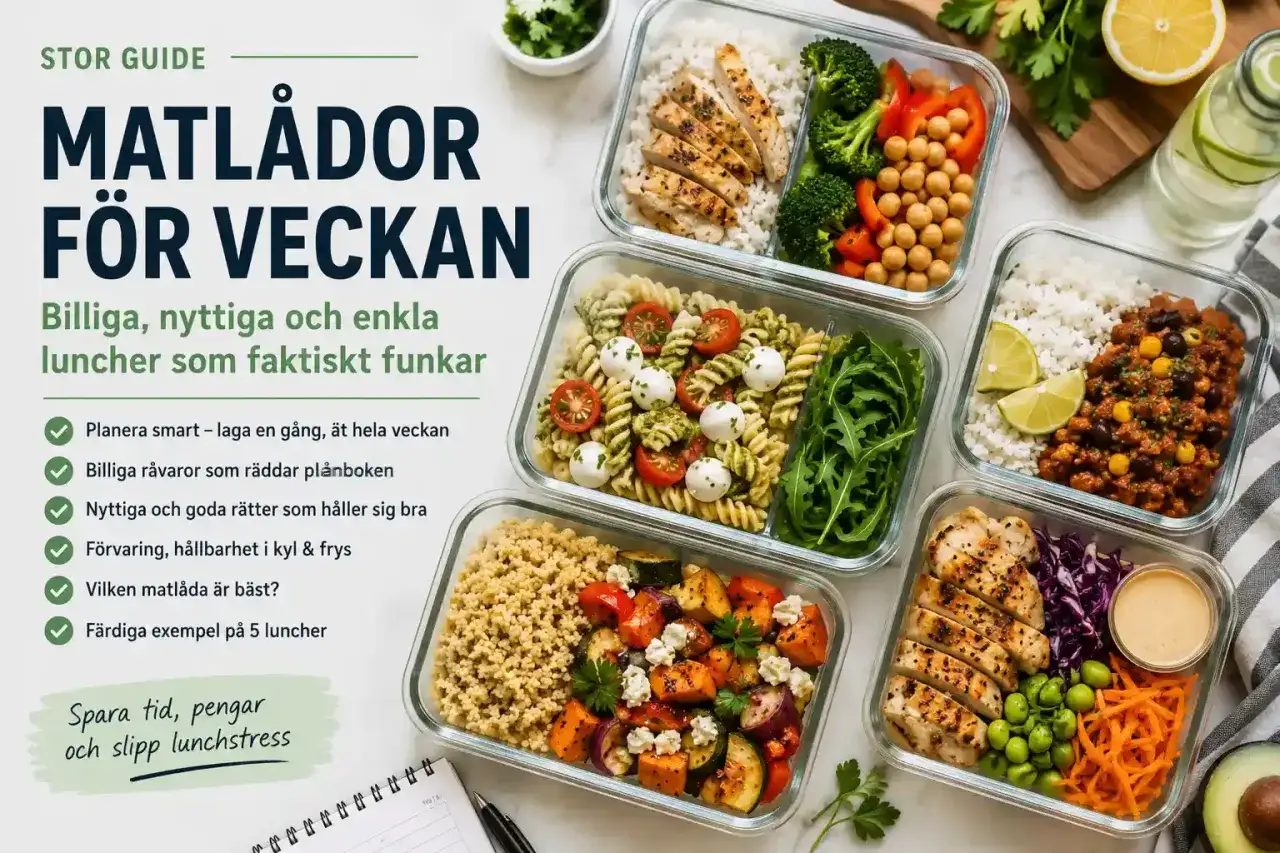 Matlådor för veckan: fem färgglada och nyttiga recept med kyckling, pasta och grönsaker. Perfekt för att spara tid och pengar.